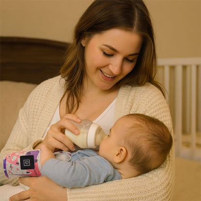 bebe boit son lait chaton rose