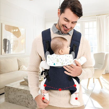 porte bebe confort boheme bleu denim position ventrale